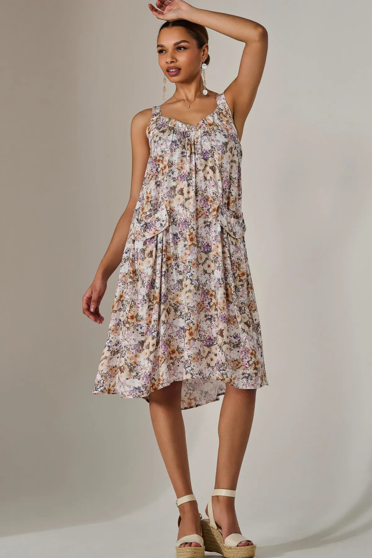 Jolie Moi Occasion Dresses|Floral Dresses-A-Line Pocket Smock Dress, Multi Abstract