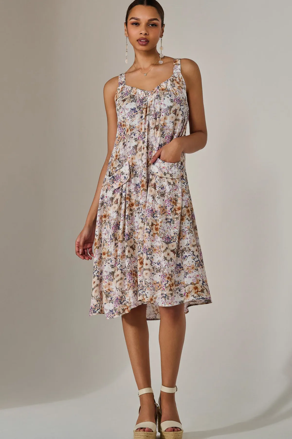 Jolie Moi Occasion Dresses|Floral Dresses-A-Line Pocket Smock Dress, Multi Abstract