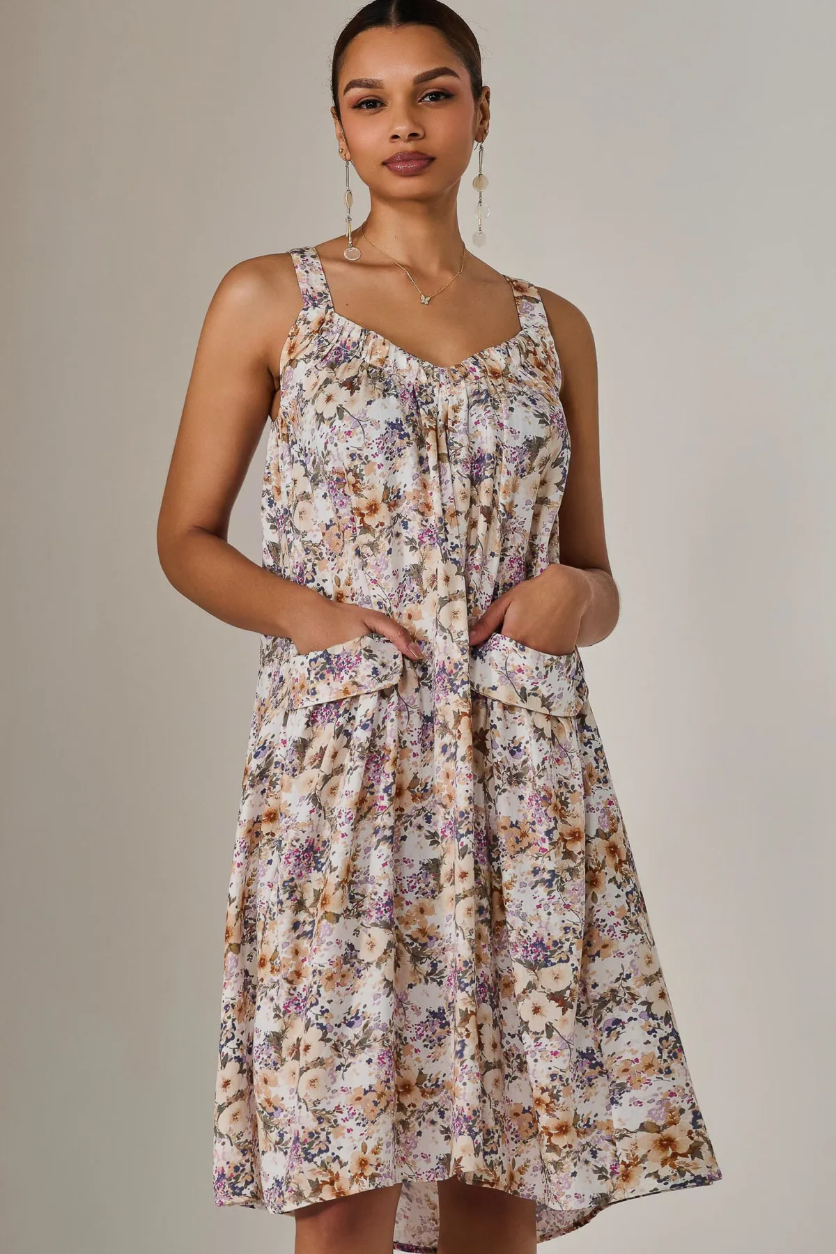 Jolie Moi Occasion Dresses|Floral Dresses-A-Line Pocket Smock Dress, Multi Abstract