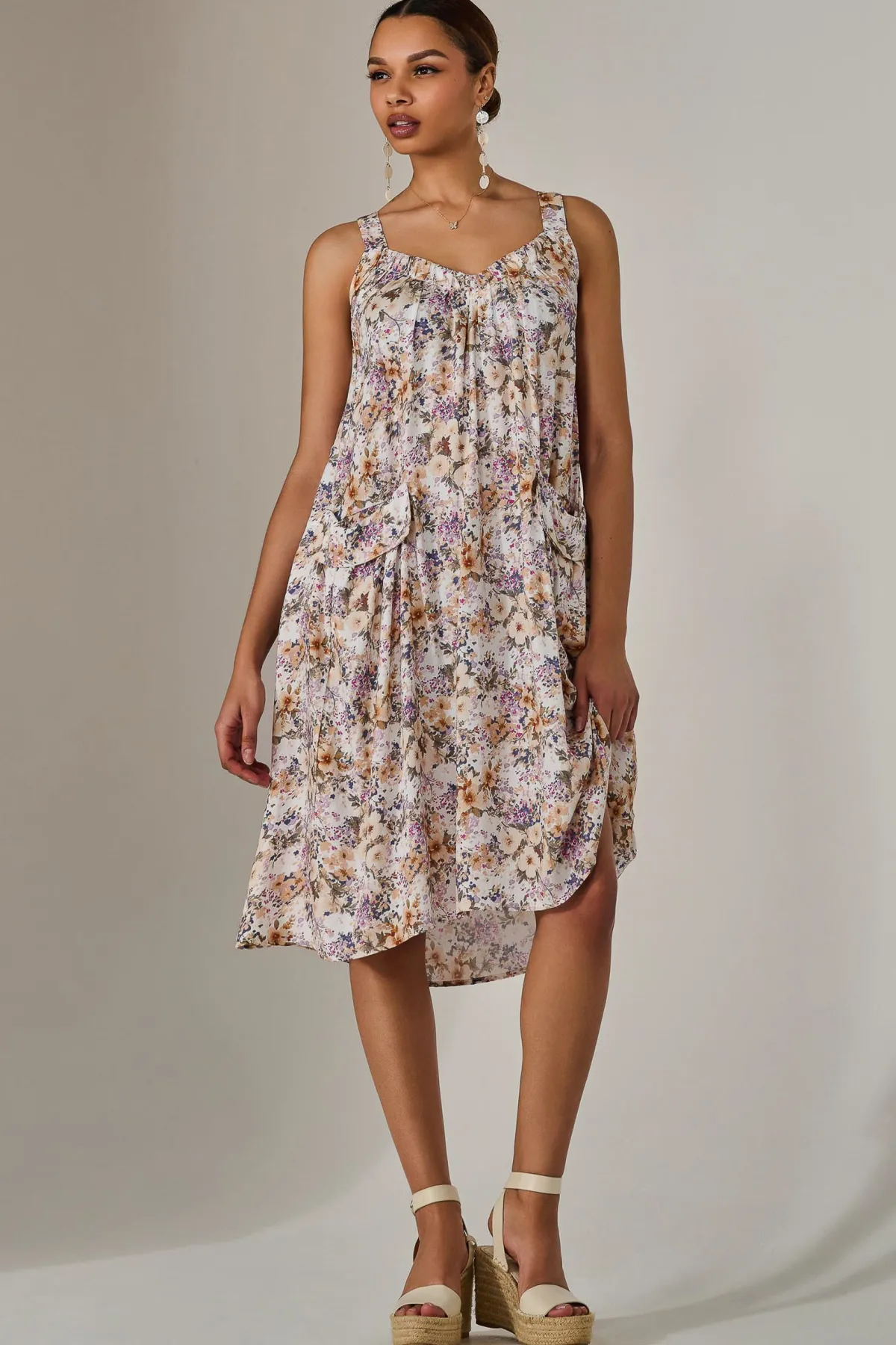 Jolie Moi Occasion Dresses|Floral Dresses-A-Line Pocket Smock Dress, Multi Abstract