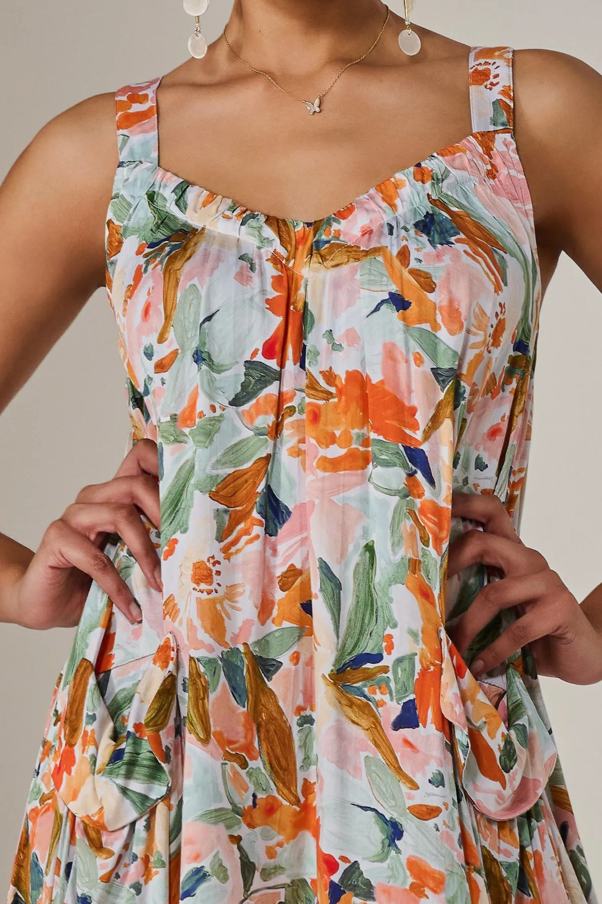 Jolie Moi Occasion Dresses|Floral Dresses-A-Line Pocket Smock Dress, Multi Floral