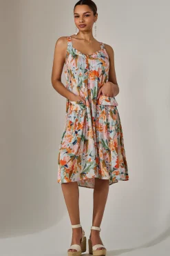 Jolie Moi Occasion Dresses|Floral Dresses-A-Line Pocket Smock Dress, Multi Floral
