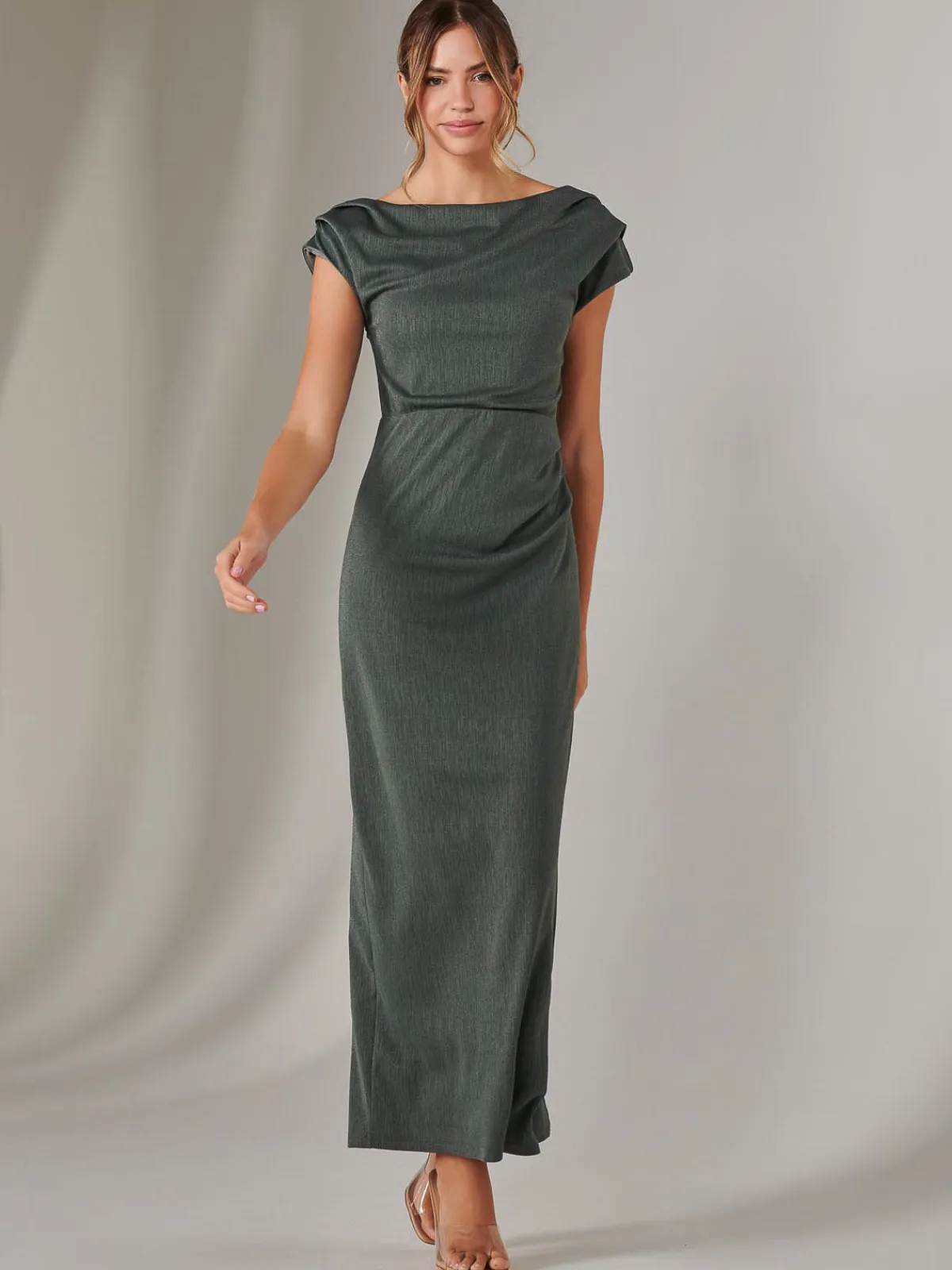 Jolie Moi Occasion Dresses|Maxi Dresses-Asymmetrical Bodycon Midaxi Dress, Khaki
