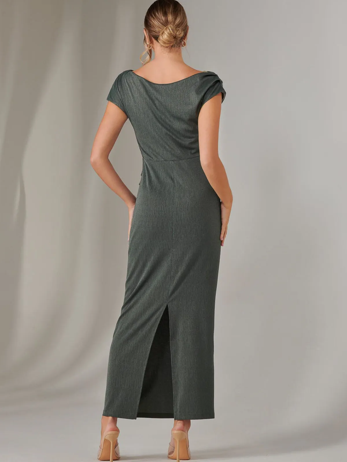 Jolie Moi Occasion Dresses|Maxi Dresses-Asymmetrical Bodycon Midaxi Dress, Khaki