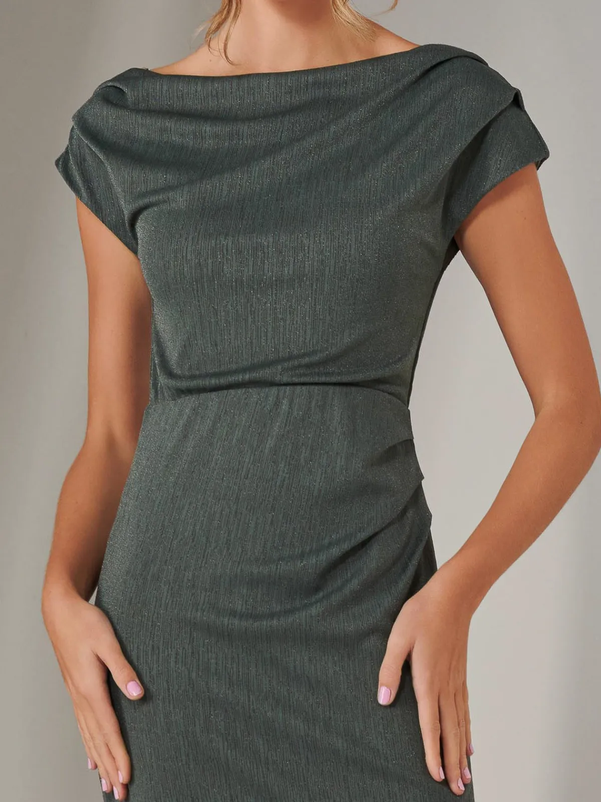 Jolie Moi Occasion Dresses|Maxi Dresses-Asymmetrical Bodycon Midaxi Dress, Khaki