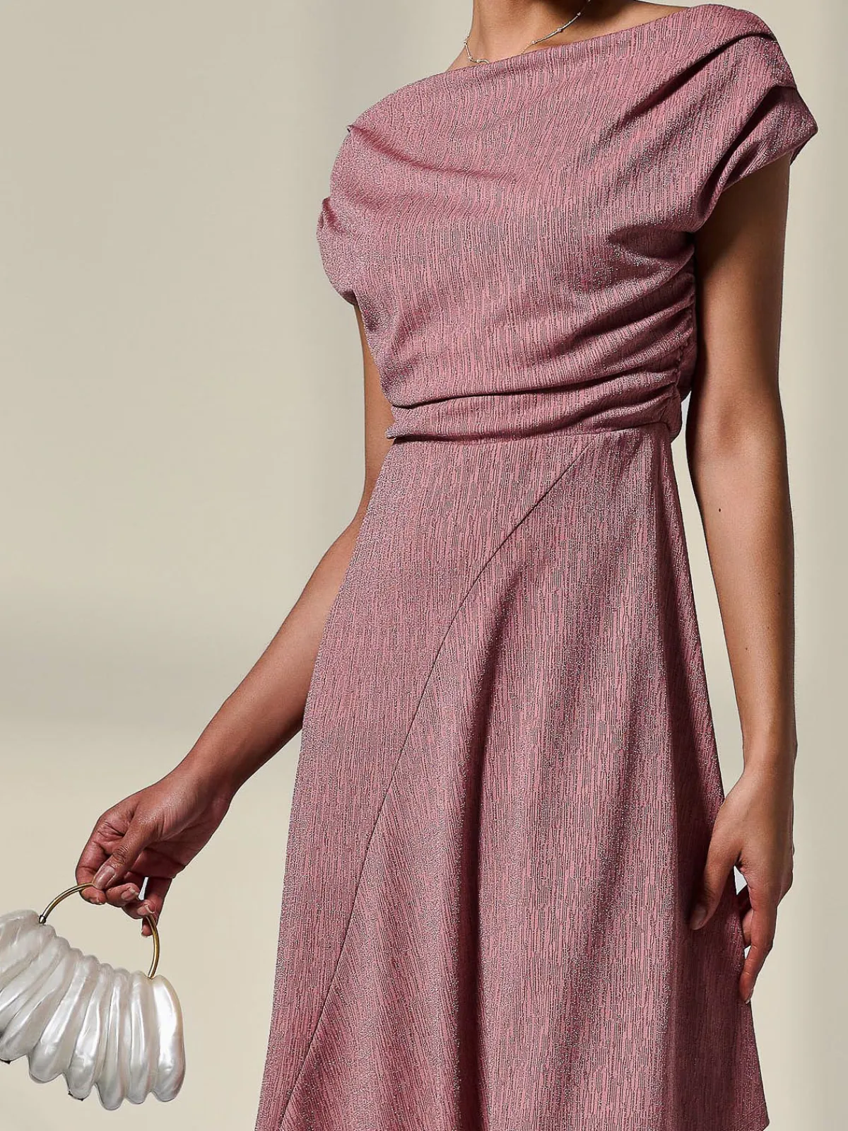 Jolie Moi Occasion Dresses|Party Dresses-Asymmetric Draped Midi Dress, Rosewood