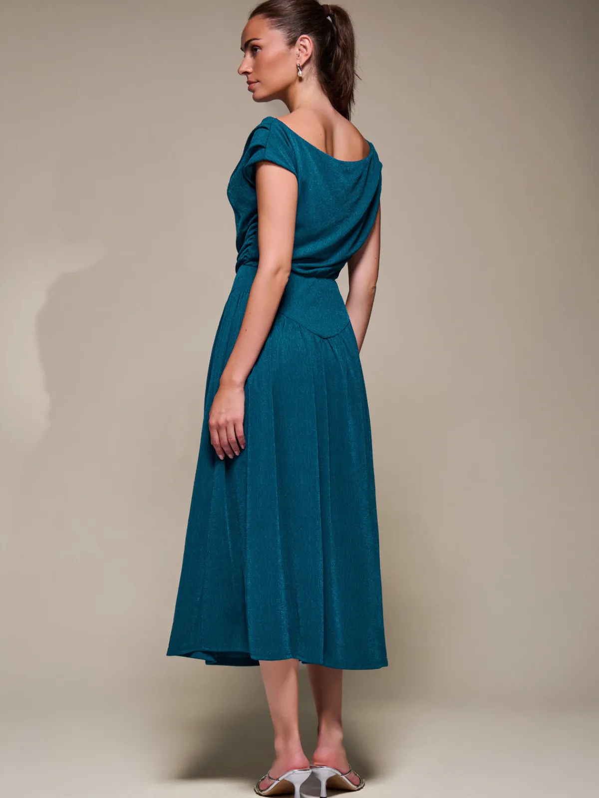 Jolie Moi Occasion Dresses|Maxi Dresses- Asymmetric Neckline Midaxi Dress,Teal Blue