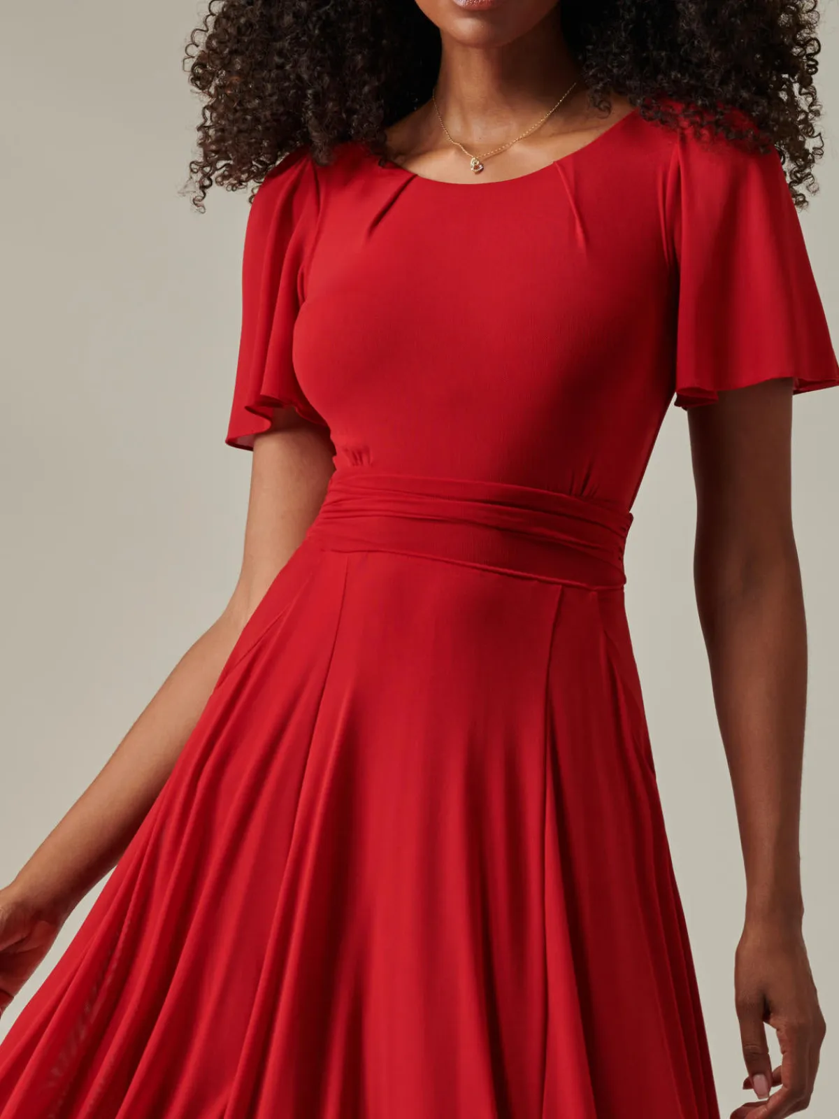 Jolie Moi Occasion Dresses|Race Day Dresses-Ayla Plain Mesh Maxi Dress, Red