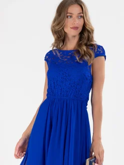 Jolie Moi Occasion Dresses|Signature Lace-Basia Bridesmaid Lace Bodice Maxi Dress, Royal Blue