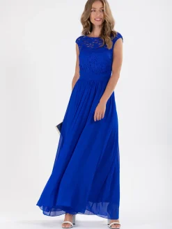 Jolie Moi Occasion Dresses|Signature Lace-Basia Bridesmaid Lace Bodice Maxi Dress, Royal Blue