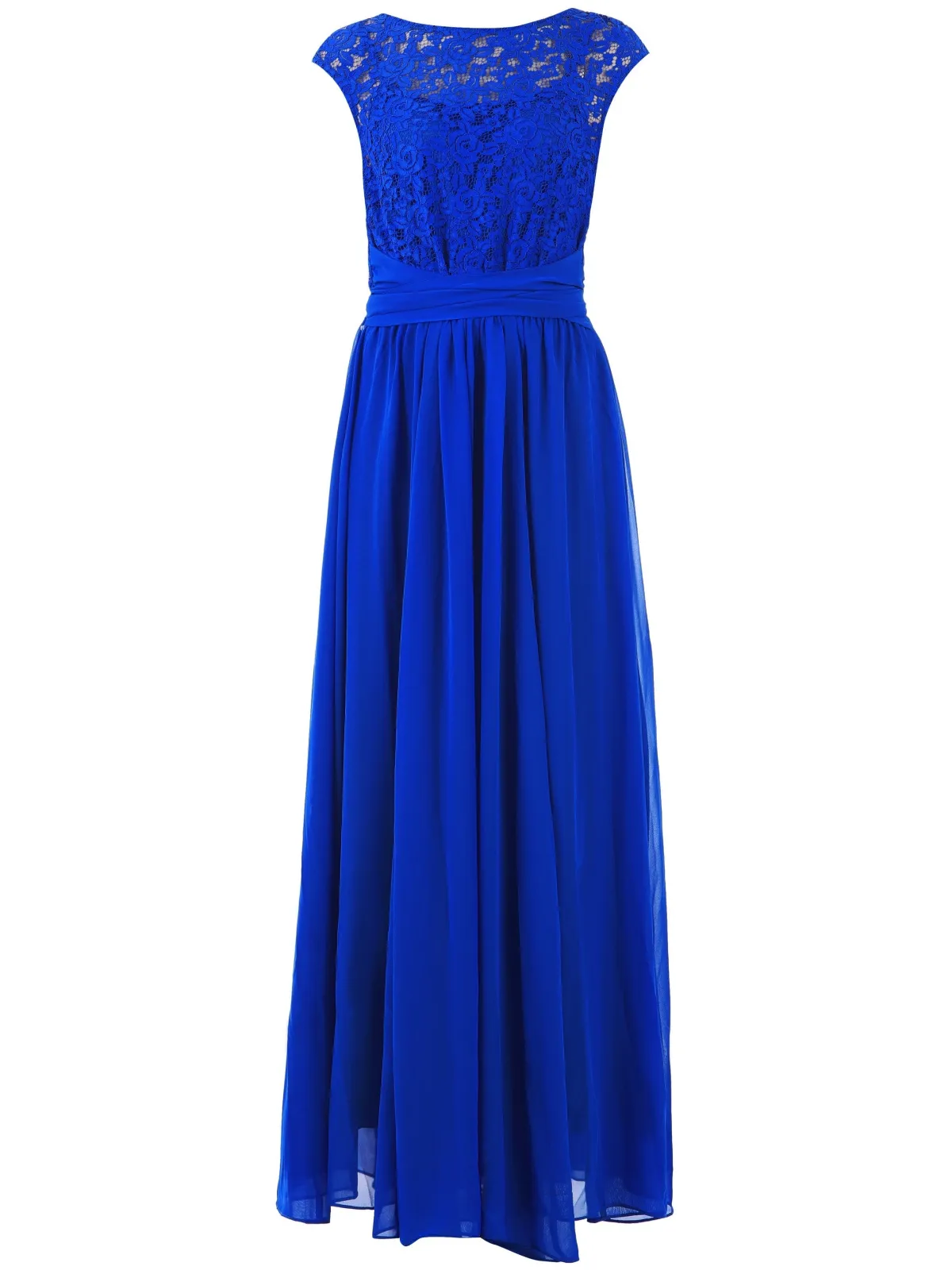 Jolie Moi Occasion Dresses|Signature Lace-Basia Bridesmaid Lace Bodice Maxi Dress, Royal Blue