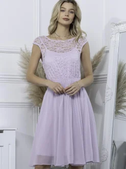 Jolie Moi Occasion Dresses|Midi Dresses-Basia Floral Lace Midi Dress, Lilac
