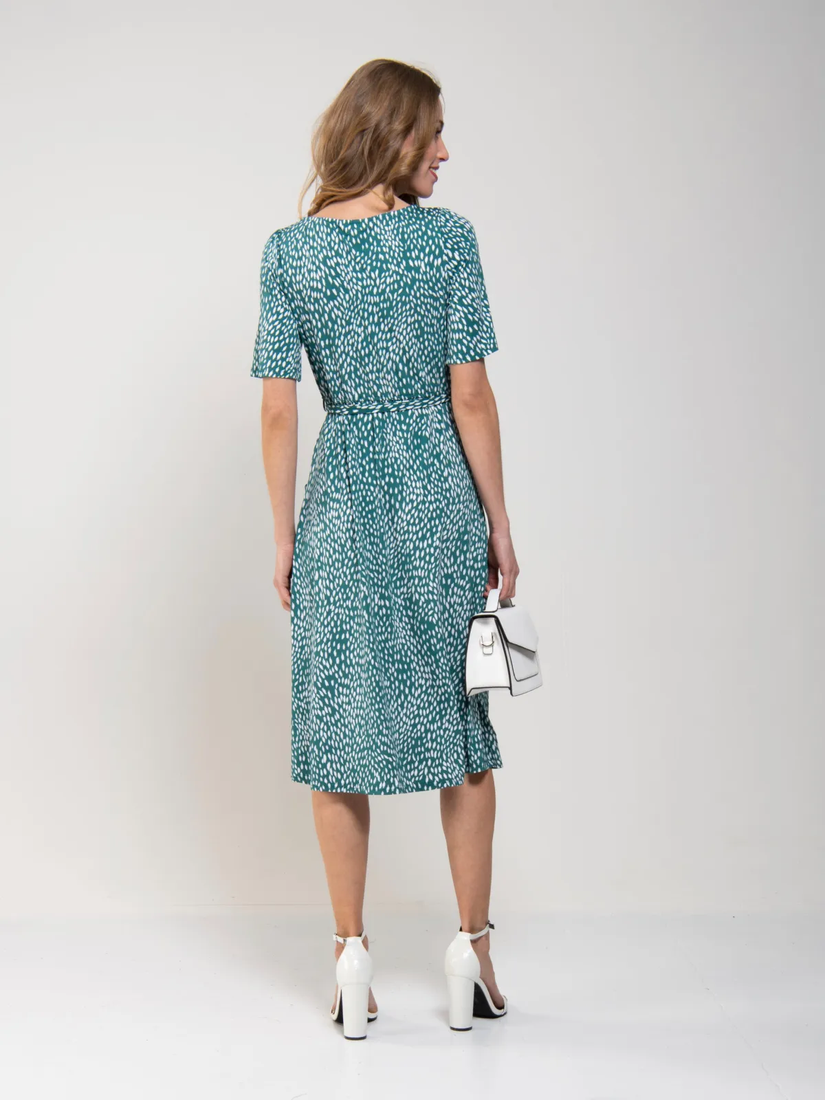 Jolie Moi Occasion Dresses|Weekend Casuals-Belted Midi Jersey Dress, Green Animal