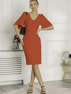 Jolie Moi Occasion Dresses|Office Wear-Beverly Bodycon Dress, Red