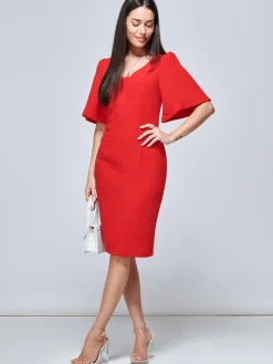Jolie Moi Occasion Dresses|Office Wear-Beverly Bodycon Dress, Red