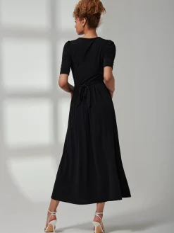 Jolie Moi Occasion Dresses|Weekend Casuals-Bree Half Sleeve Jersey Maxi Dress, Black