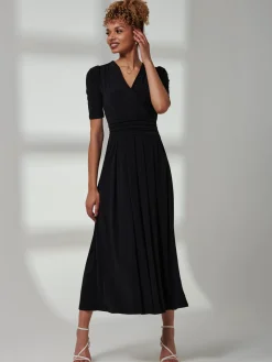 Jolie Moi Occasion Dresses|Weekend Casuals-Bree Half Sleeve Jersey Maxi Dress, Black