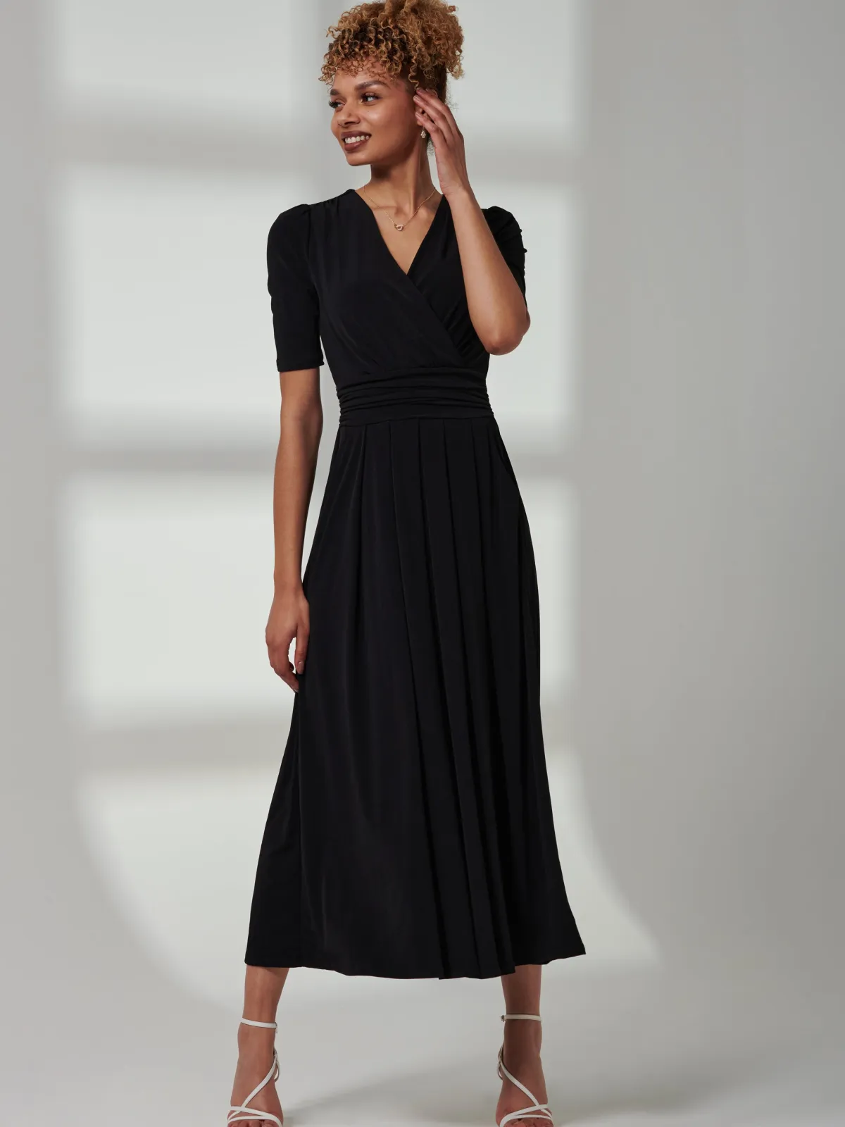 Jolie Moi Occasion Dresses|Weekend Casuals-Bree Half Sleeve Jersey Maxi Dress, Black