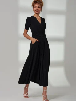 Jolie Moi Occasion Dresses|Weekend Casuals-Bree Half Sleeve Jersey Maxi Dress, Black