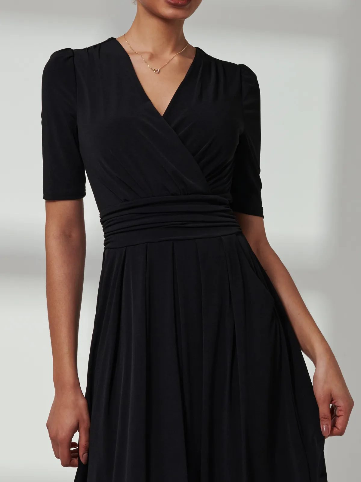 Jolie Moi Occasion Dresses|Weekend Casuals-Bree Half Sleeve Jersey Maxi Dress, Black