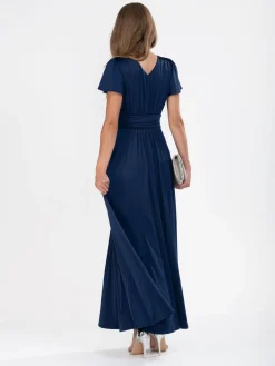 Jolie Moi Occasion Dresses|Mother Of The Bride-Cap Sleeve Jersey Maxi Dress , Navy