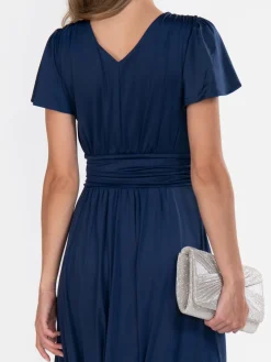 Jolie Moi Occasion Dresses|Mother Of The Bride-Cap Sleeve Jersey Maxi Dress , Navy