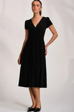 Jolie Moi Jersey Dresses|Little Black Dresses-Cap Sleeve Jersey Midaxi Dress, Black