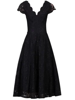 Jolie Moi Occasion Dresses|Signature Lace-Cap Sleeve Lace Prom Dress, Black