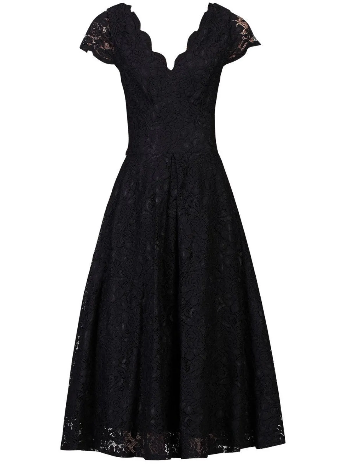 Jolie Moi Occasion Dresses|Signature Lace-Cap Sleeve Lace Prom Dress, Black