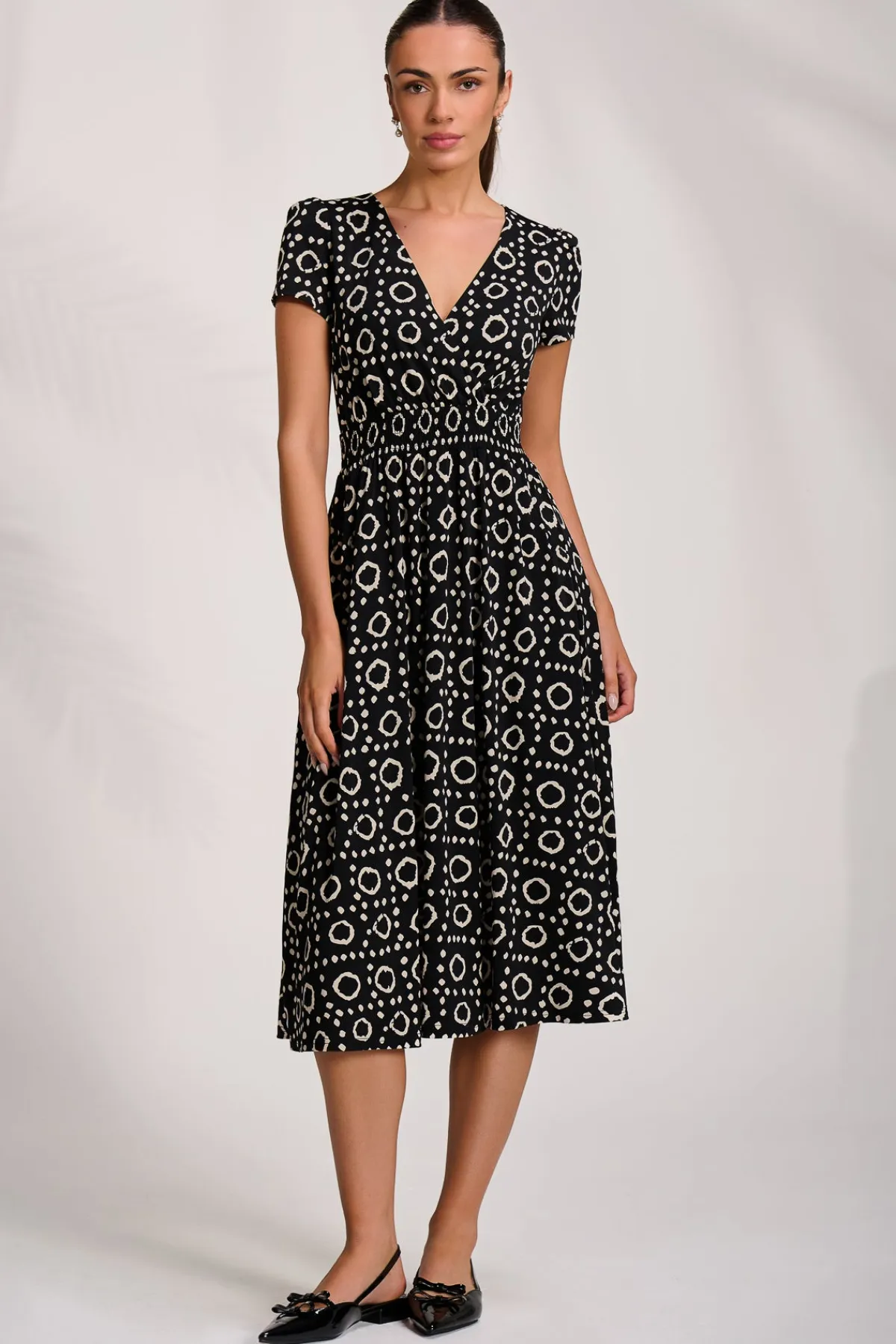 Jolie Moi Jersey Dresses|Weekend Casuals-Cap Sleeve Printed Jersey Midaxi Dress, Black Geo