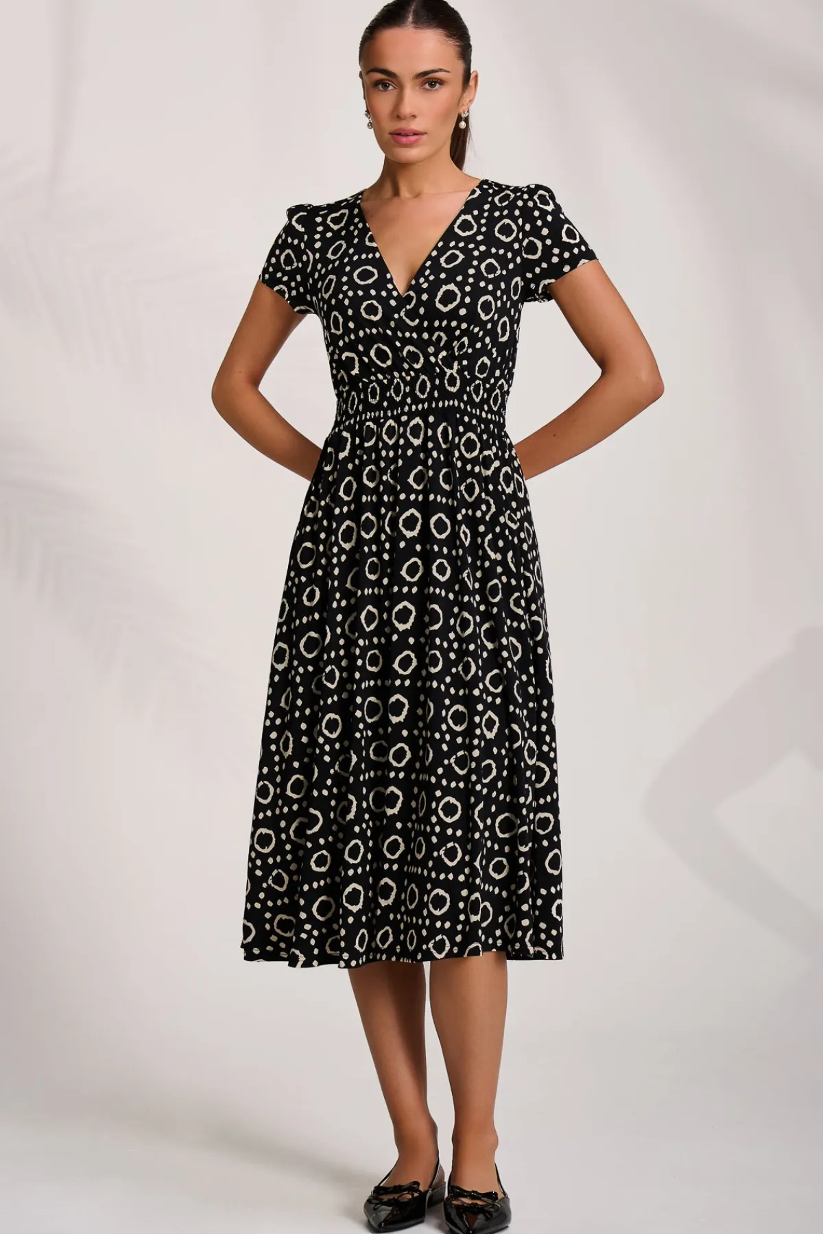 Jolie Moi Jersey Dresses|Weekend Casuals-Cap Sleeve Printed Jersey Midaxi Dress, Black Geo