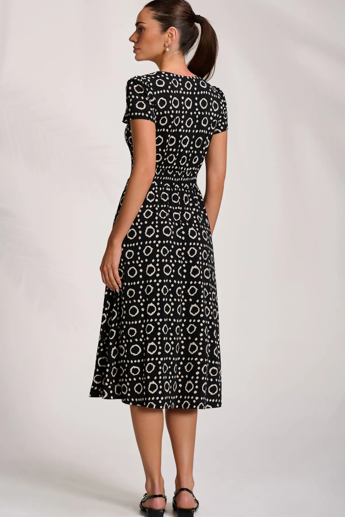 Jolie Moi Jersey Dresses|Weekend Casuals-Cap Sleeve Printed Jersey Midaxi Dress, Black Geo