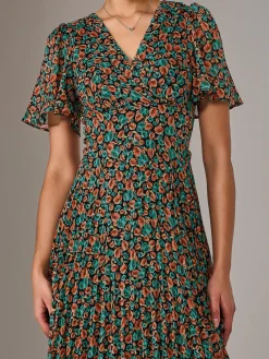 Jolie Moi Occasion Dresses|Floral Dresses-Charlotte Pleated Chiffon Midaxi Dress, Black Multi