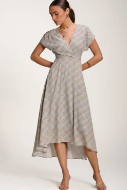 Jolie Moi Party Dresses|Maxi Dresses-Check Print Maxi Dress, Blue Check