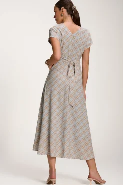 Jolie Moi Party Dresses|Maxi Dresses-Check Print Maxi Dress, Blue Check