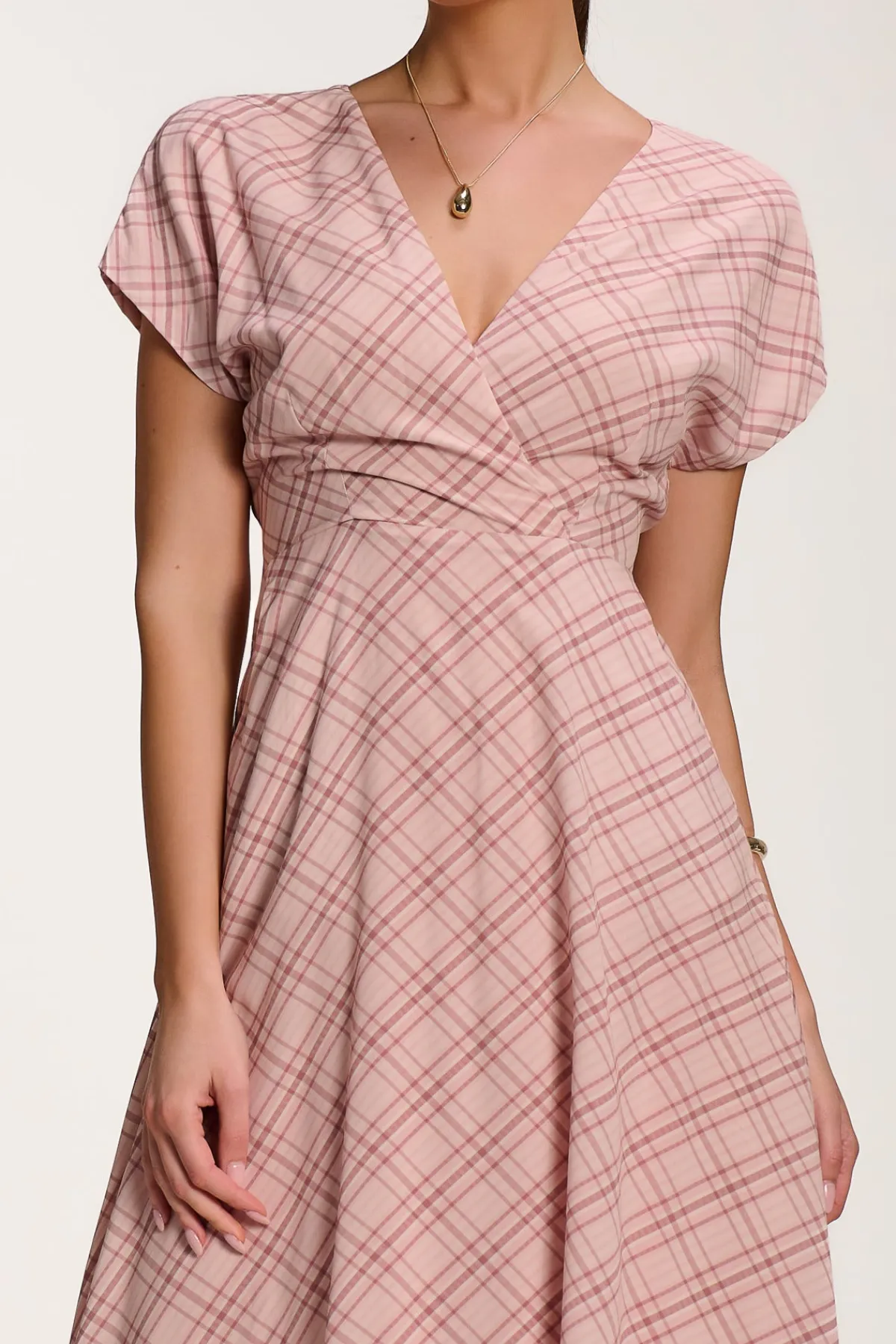 Jolie Moi Occasion Dresses|Printed Dresses-Check Print Maxi Dress, Pink Check
