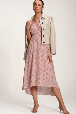 Jolie Moi Occasion Dresses|Printed Dresses-Check Print Maxi Dress, Pink Check