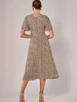 Jolie Moi Office Wear|Wrap Dresses-Chiffon Pleated Wrap Midaxi Dress, Black Cream
