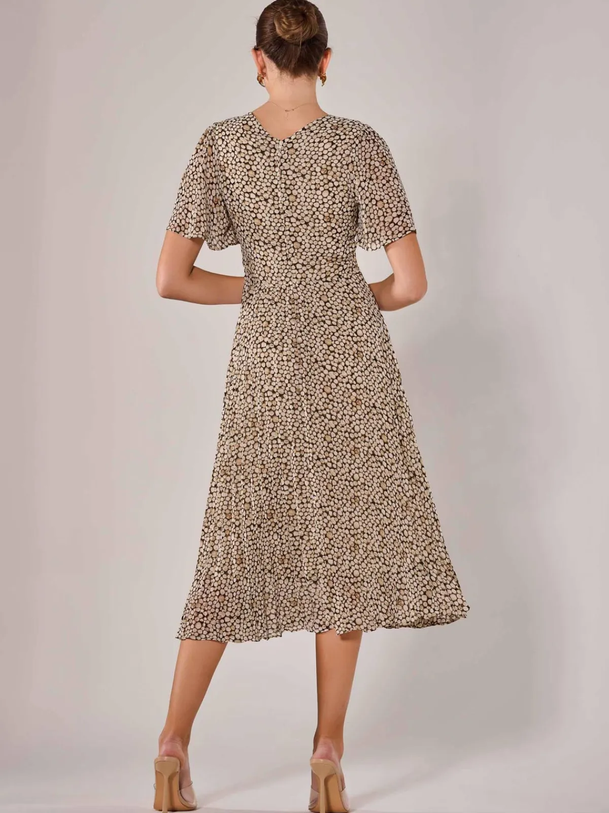 Jolie Moi Office Wear|Wrap Dresses-Chiffon Pleated Wrap Midaxi Dress, Black Cream