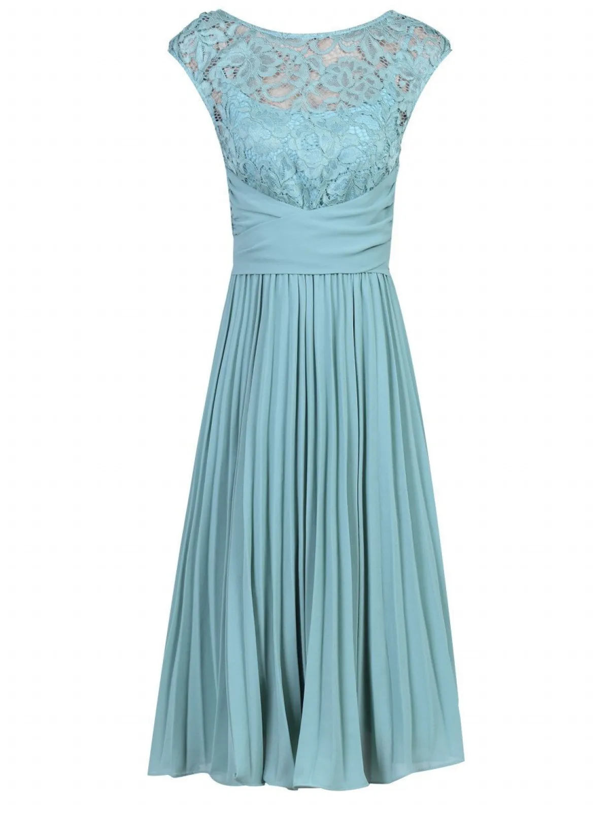 Jolie Moi Occasion Dresses|Mother Of The Bride-Cindy Lace Bodice Pleated Dress, Duck Egg Blue