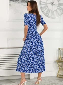 Jolie Moi Occasion Dresses|Weekend Casuals-Coleen Wrap Maxi Dress, Blue Floral