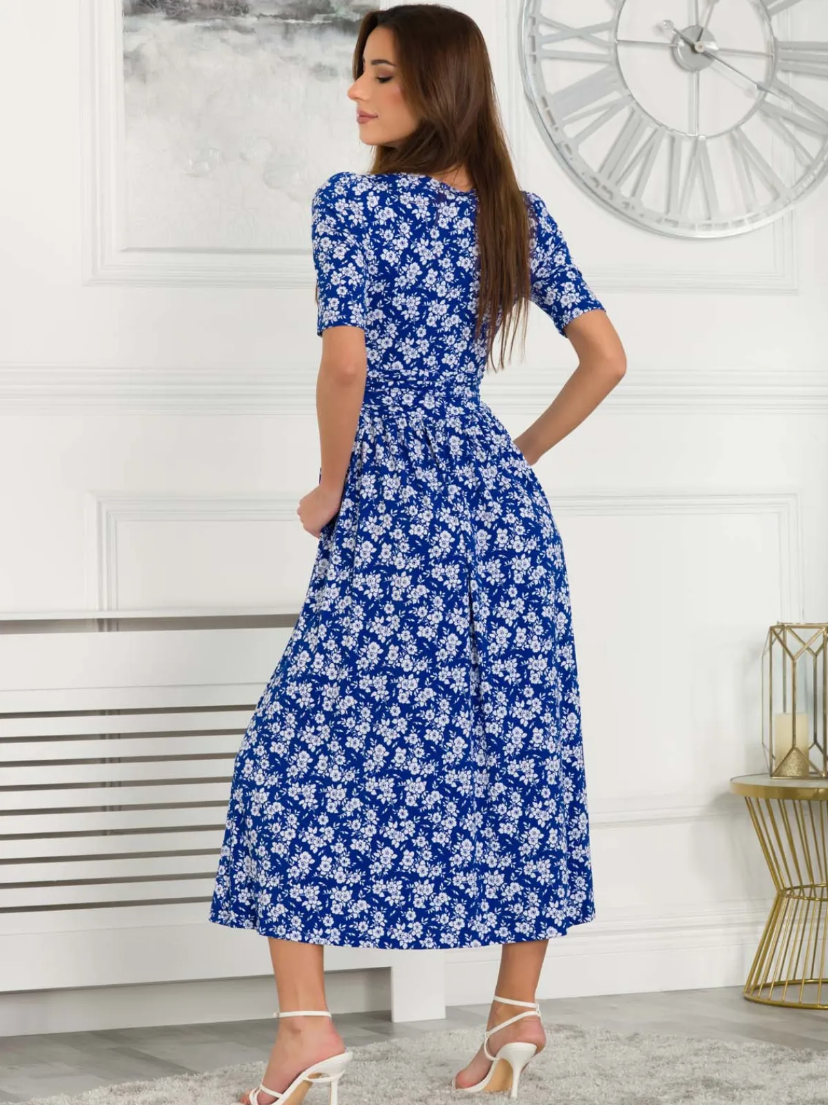 Jolie Moi Occasion Dresses|Weekend Casuals-Coleen Wrap Maxi Dress, Blue Floral