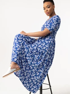Jolie Moi Occasion Dresses|Weekend Casuals-Coleen Wrap Maxi Dress, Blue Floral