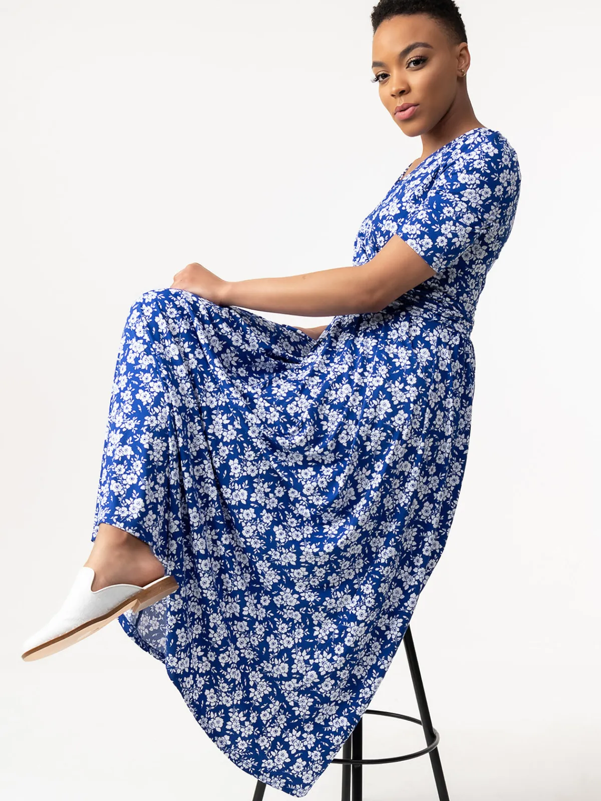 Jolie Moi Occasion Dresses|Weekend Casuals-Coleen Wrap Maxi Dress, Blue Floral