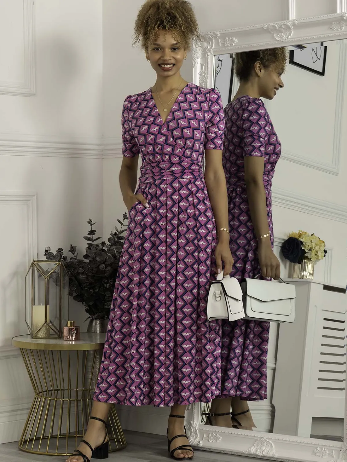 Jolie Moi Occasion Dresses|Weekend Casuals-Coleen Wrap Maxi Dress, Fuschia
