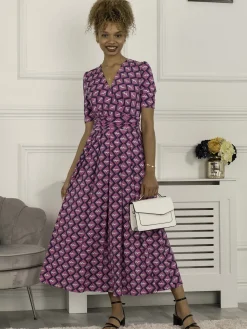 Jolie Moi Occasion Dresses|Weekend Casuals-Coleen Wrap Maxi Dress, Fuschia