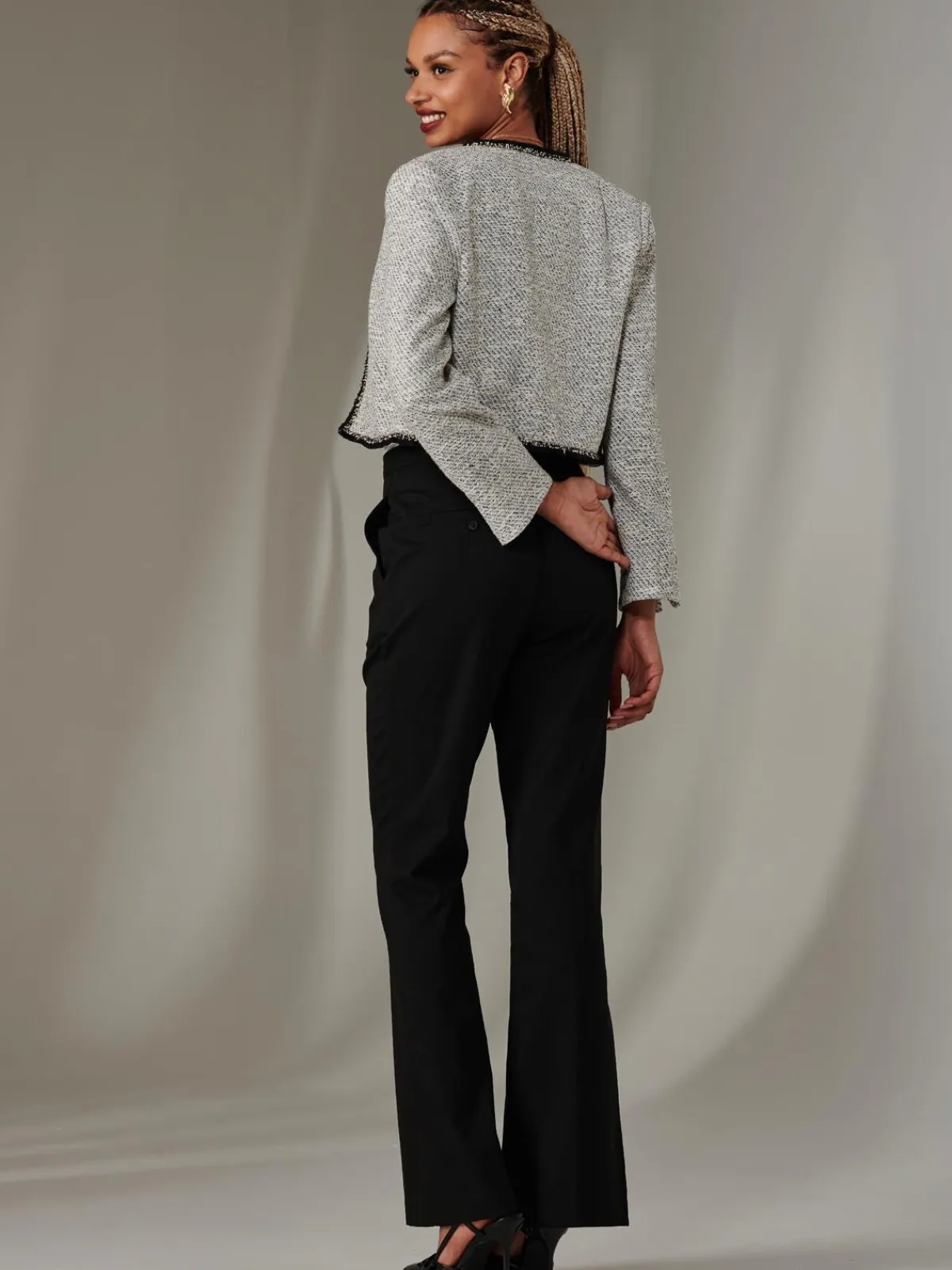 Jolie Moi Coats & Jackets|Blazers-Contrat Tri Tweed Jacket, Monochrome