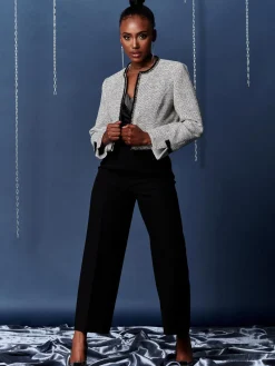 Jolie Moi Coats & Jackets|Blazers-Contrat Tri Tweed Jacket, Monochrome