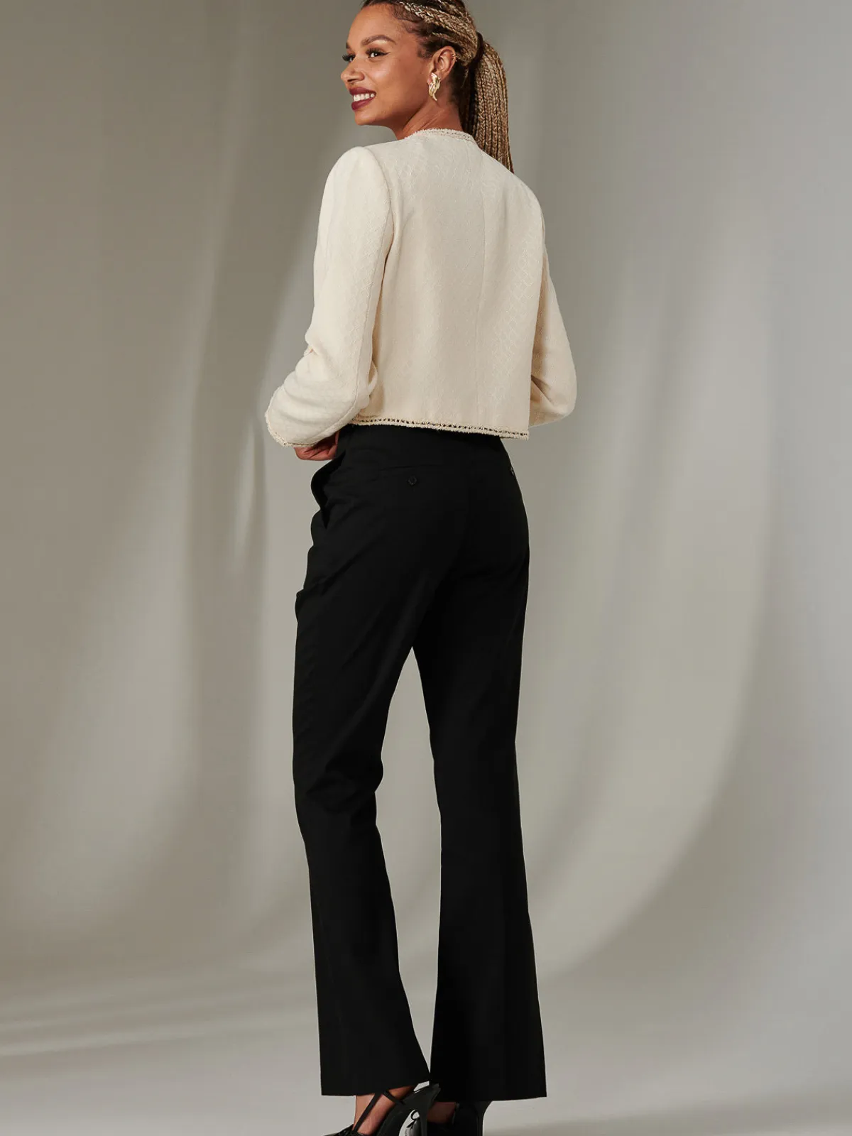 Jolie Moi Coats & Jackets|Blazers-Contrat Tri Tweed Jacket, Oatmeal