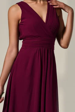 Jolie Moi Occasion Dresses|Maxi Dresses-Cora Sleeveless Chiffon Maxi Dress, Burgundy